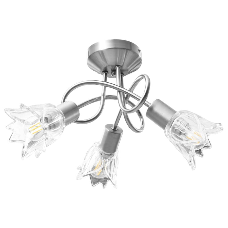 Ceiling Lamp with Transparent Glass Shades for 3 E14 Bulbs Tulip