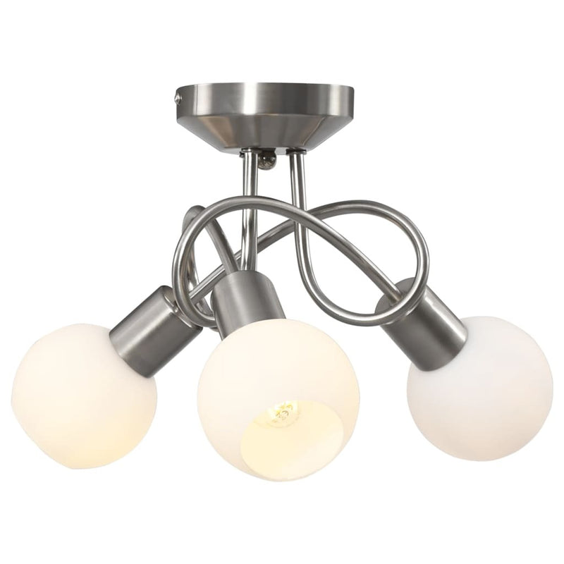 Ceiling Lamp with Ceramic Shades for 3 E14 Bulbs White Bowl