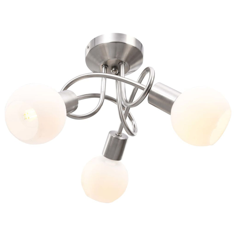 Ceiling Lamp with Ceramic Shades for 3 E14 Bulbs White Bowl