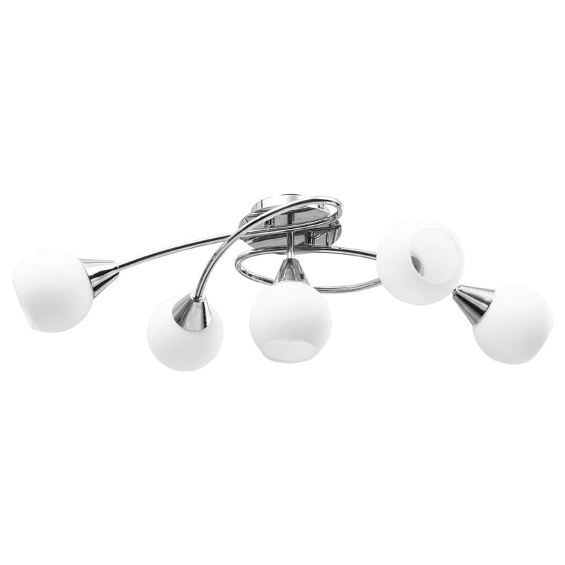 Ceiling Lamp with Ceramic Shades for 5 E14 Bulbs White Bowl