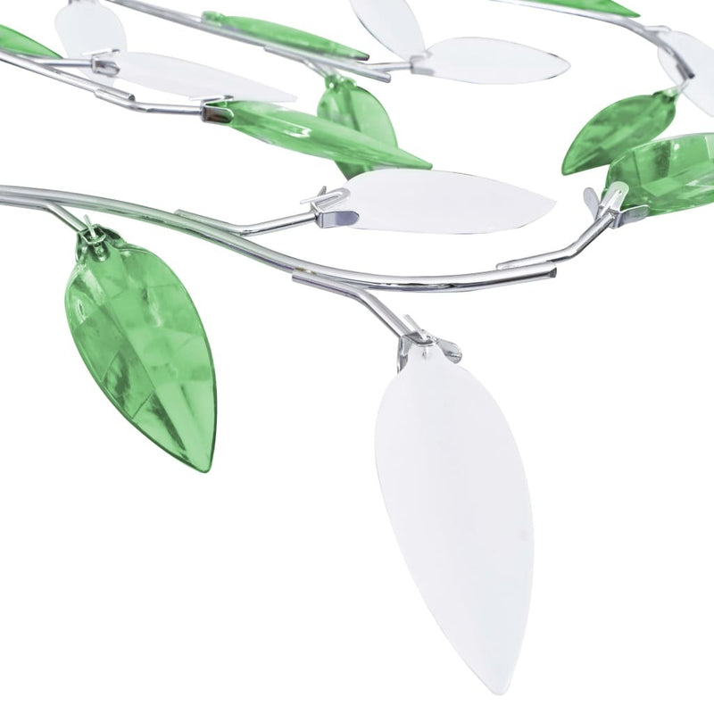 Ceiling Lamp with Acrylic Crystal Leaf Arms for 5 E14 Bulbs Green