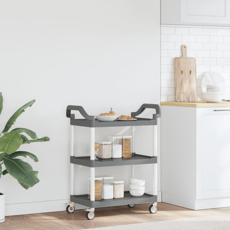 3-Tier Trolley Grey 81x41x92 cm Aluminium