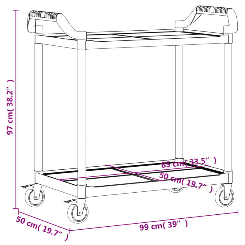 2-Tier Trolley Grey 99x50x97 cm Aluminium