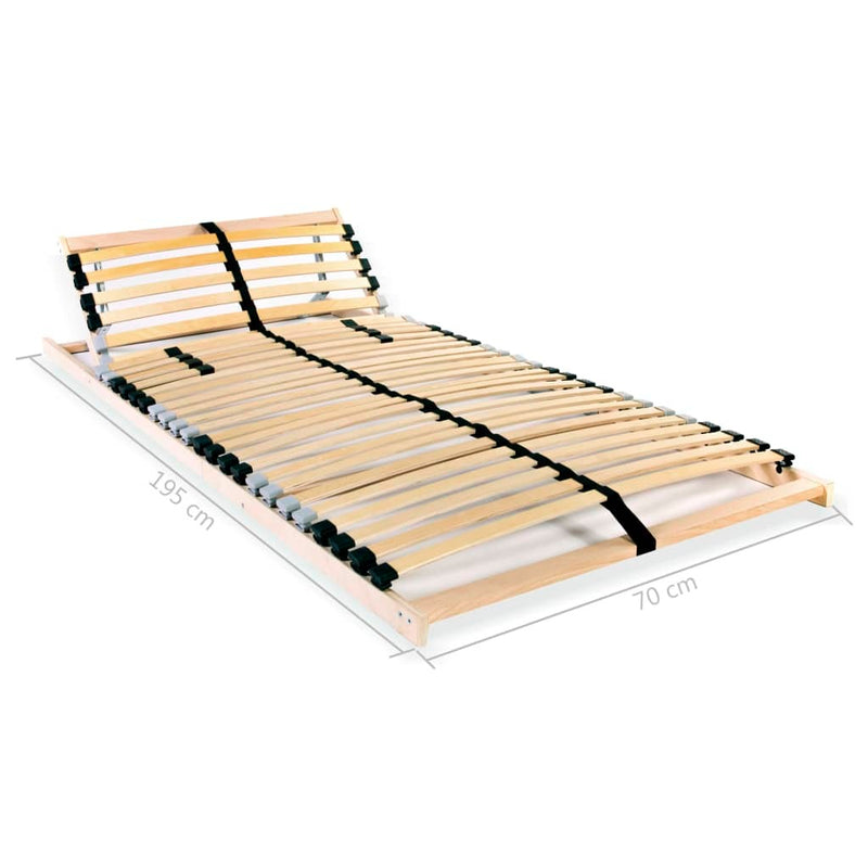 Slatted Bed Bases without Mattress 2 pcs with 28 Slats 70x200 cm