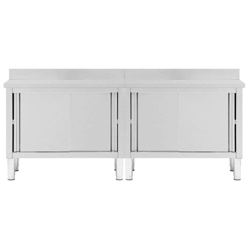 Work Tables with Sliding Doors 2pcs 240x50x(95-97)cm Stainless Steel