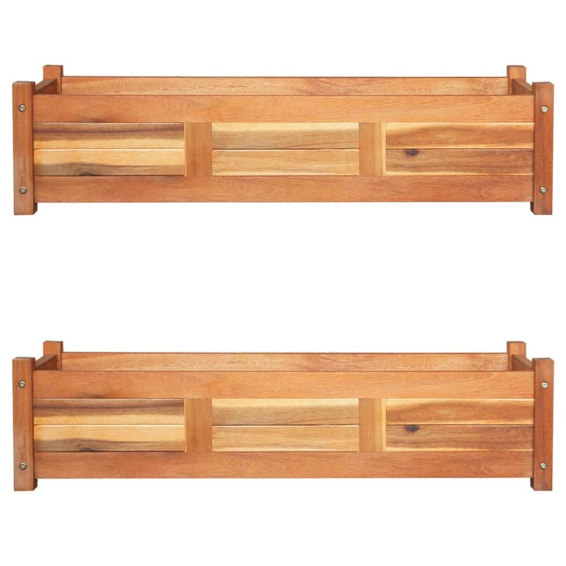 Garden Raised Beds 2 pcs Acacia Wood 100x30x25 cm