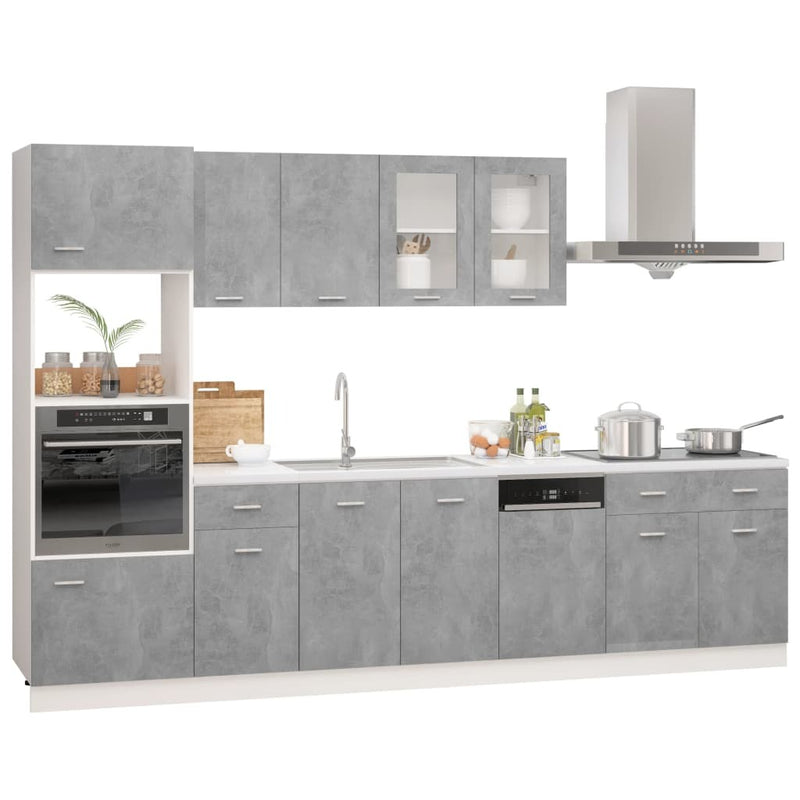 vidaXL 7 Piece Kitchen Cabinet Set Concrete Grey Engineered Wood