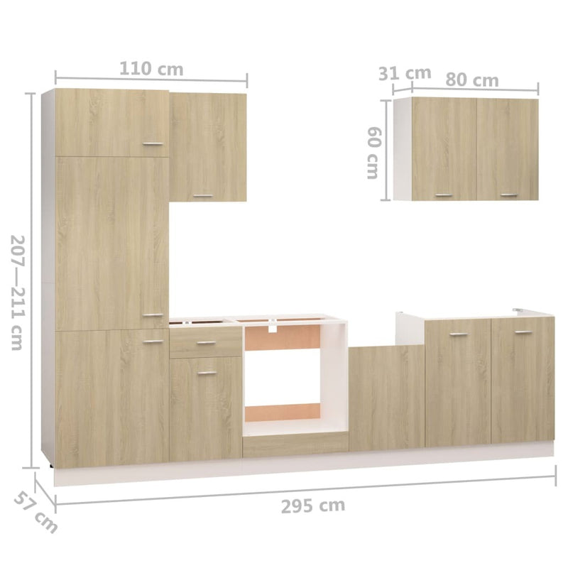 vidaXL 7 Piece Kitchen Cabinet Set Sonoma Oak Engineered Wood