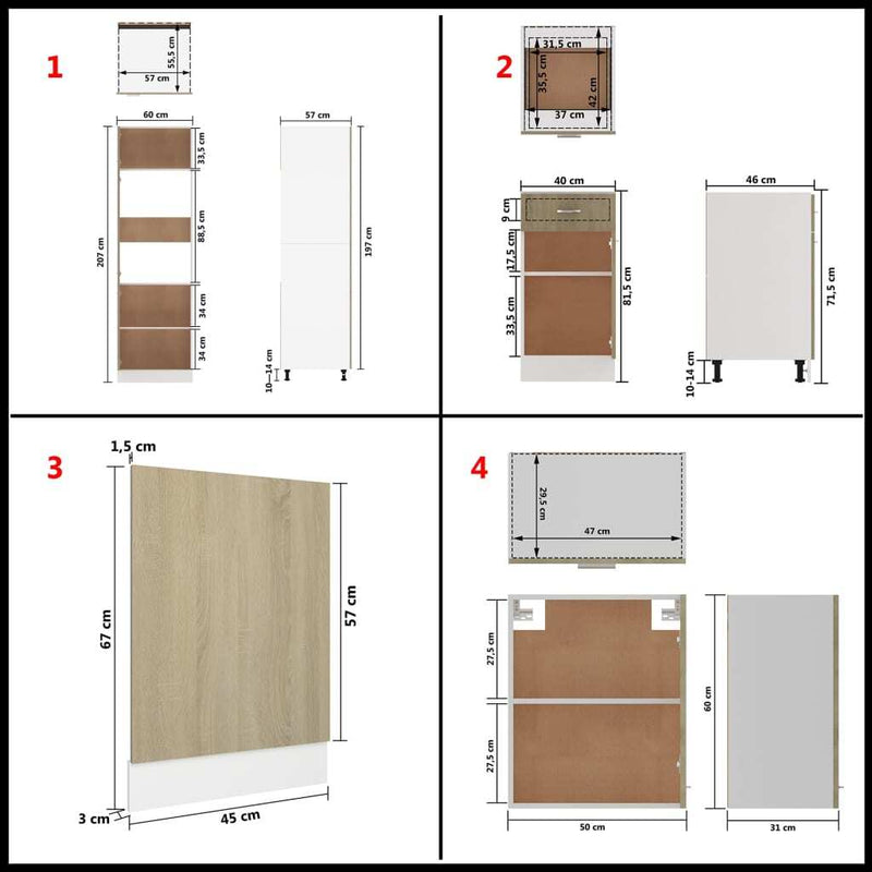 vidaXL 7 Piece Kitchen Cabinet Set Sonoma Oak Engineered Wood