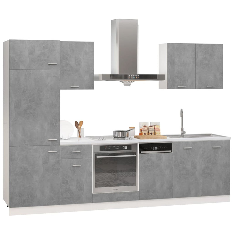 vidaXL 7 Piece Kitchen Cabinet Set Concrete Grey Engineered Wood