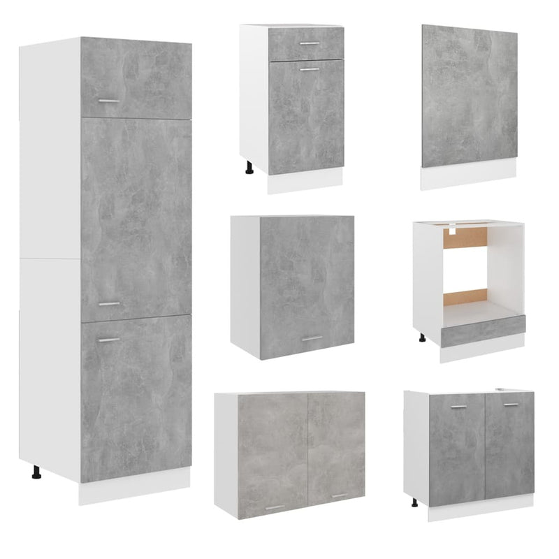 vidaXL 7 Piece Kitchen Cabinet Set Concrete Grey Engineered Wood