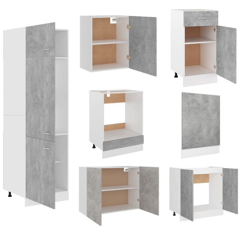 vidaXL 7 Piece Kitchen Cabinet Set Concrete Grey Engineered Wood