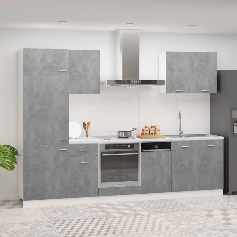 vidaXL 7 Piece Kitchen Cabinet Set Concrete Grey Engineered Wood