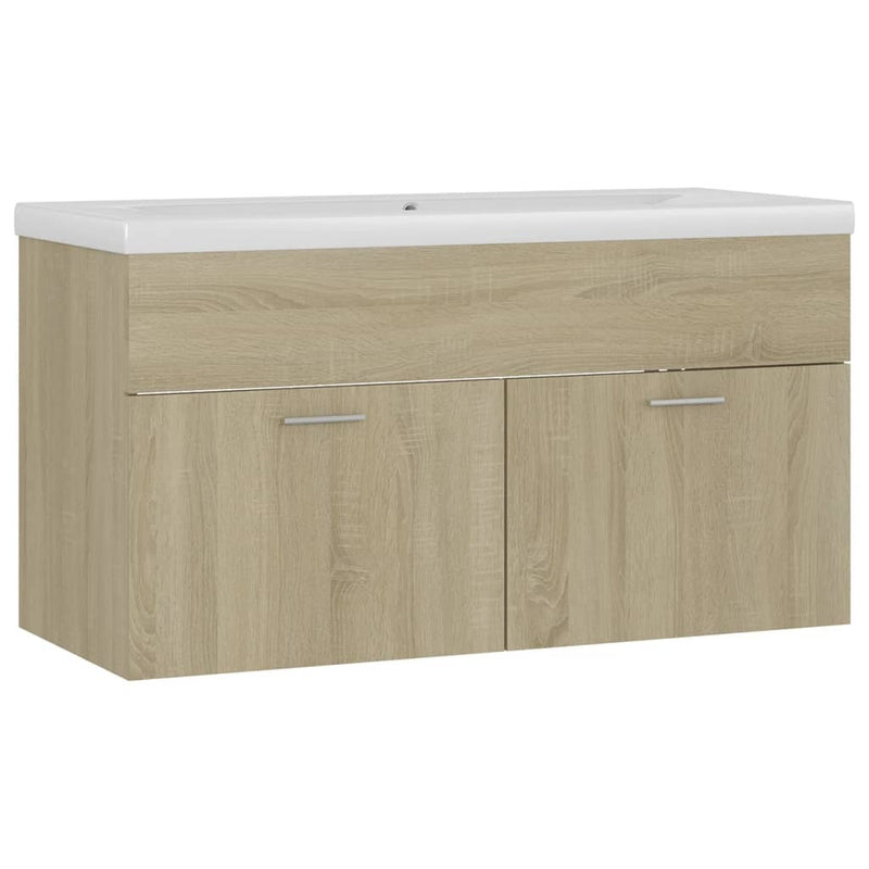 Sink Cabinet with Built-in Basin Sonoma Oak Engineered Wood