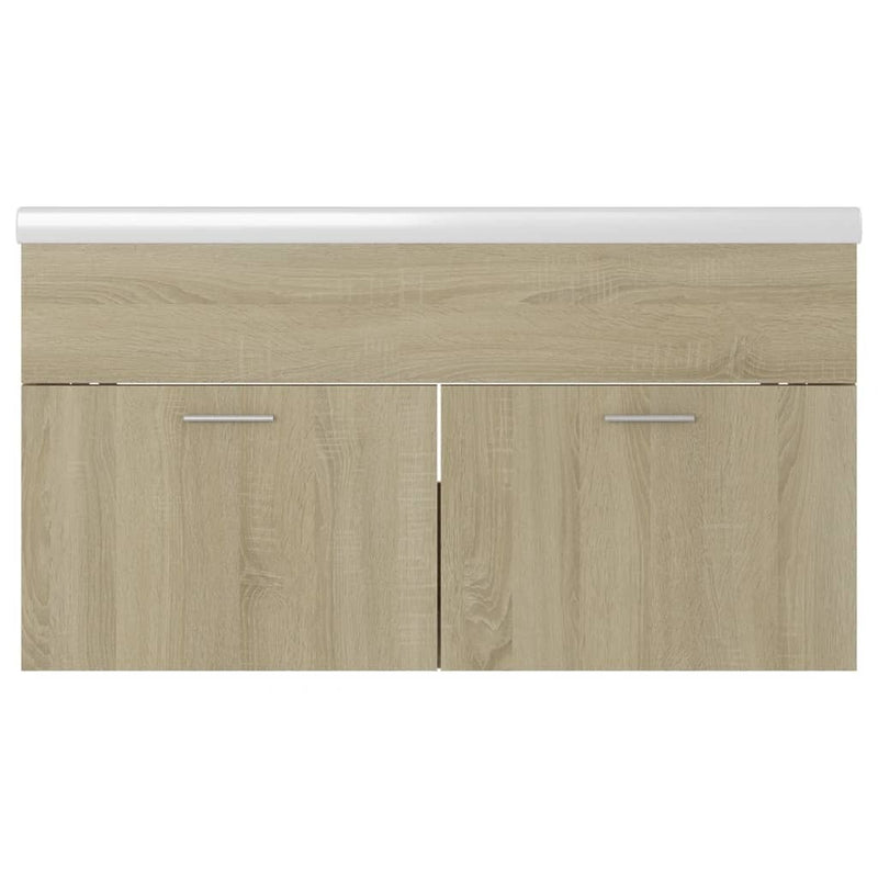 Sink Cabinet with Built-in Basin Sonoma Oak Engineered Wood