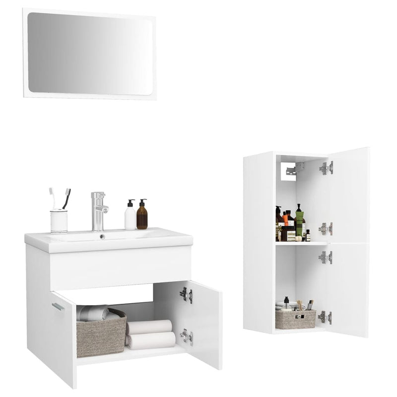 Bathroom Furniture Set White Engineered Wood