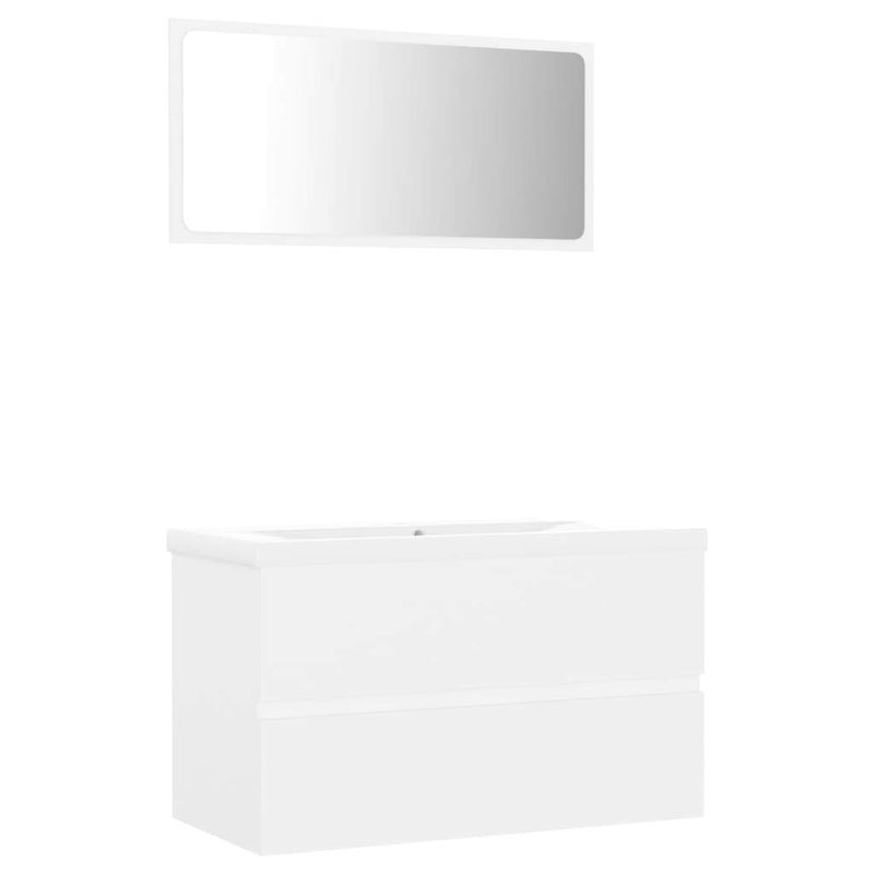 Bathroom Furniture Set White Engineered Wood