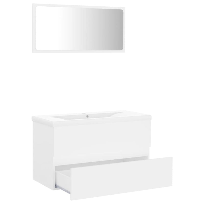 Bathroom Furniture Set White Engineered Wood