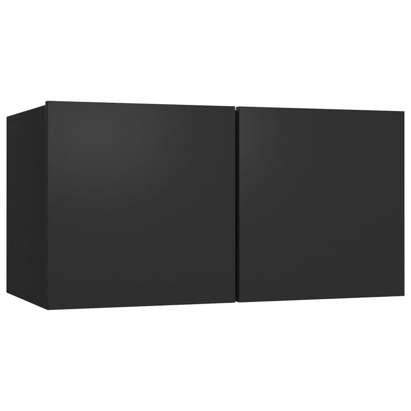 6 Piece TV Cabinet Set Black Engineered Wood