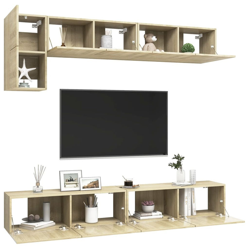 5 Piece TV Cabinet Set Sonoma Oak Engineered Wood