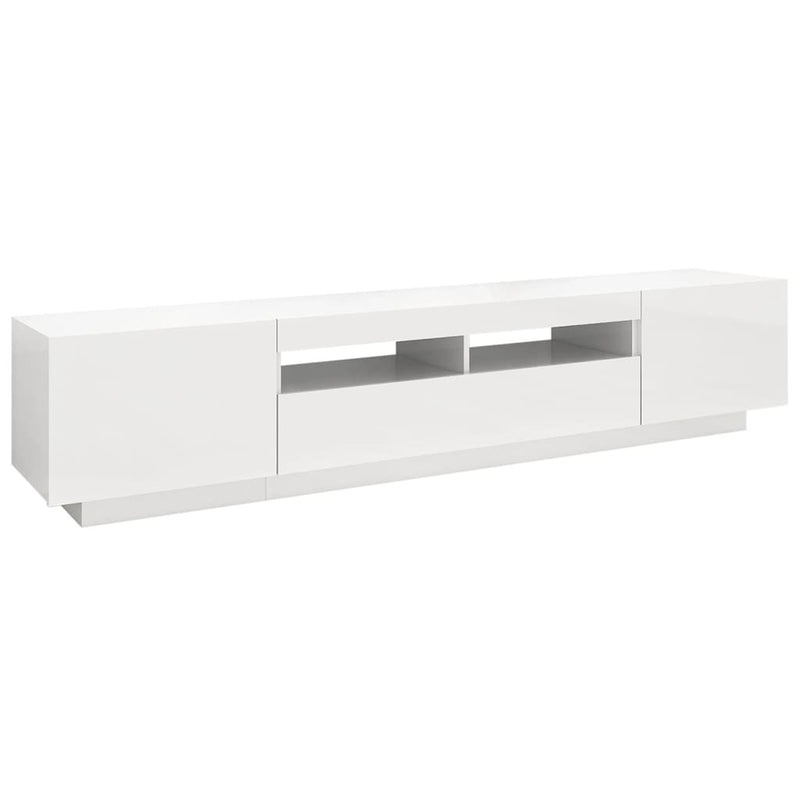 TV Cabinet with LED Lights High Gloss White 200x35x40 cm