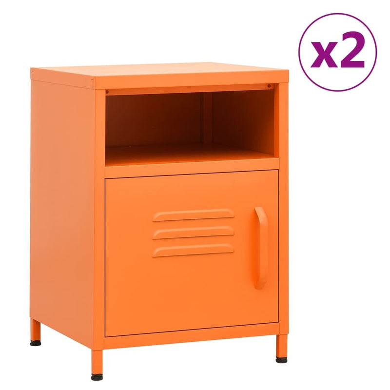 Nightstands 2 pcs Orange 35x35x51 cm Steel