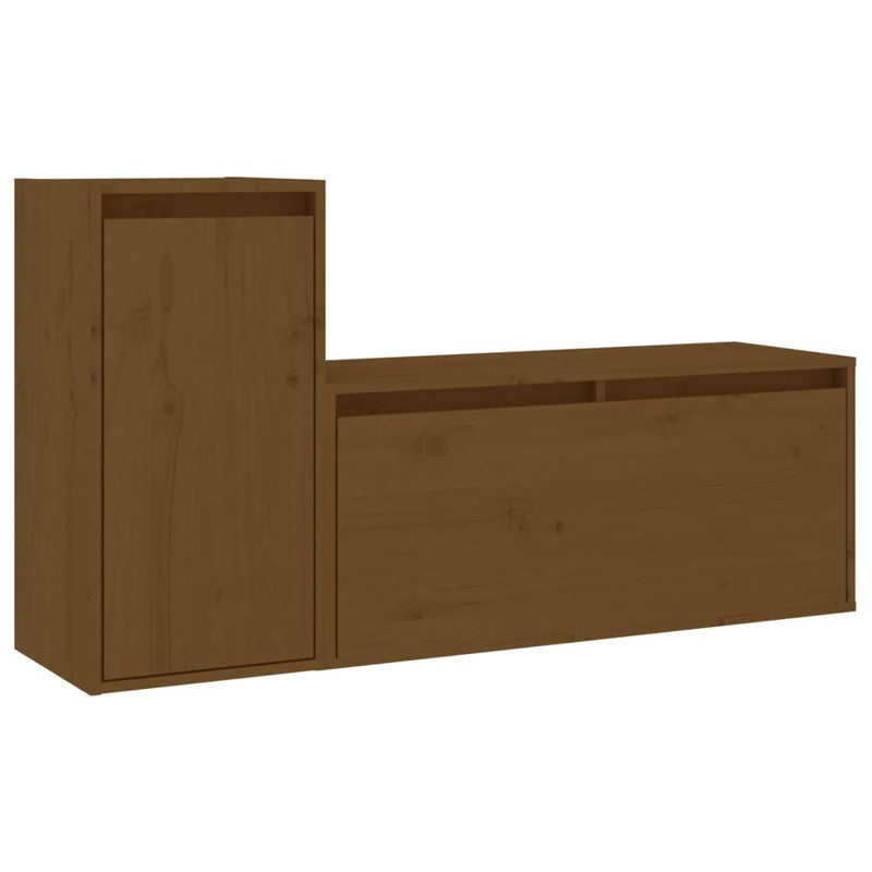 TV Cabinets 2 pcs Honey Brown Solid Wood Pine