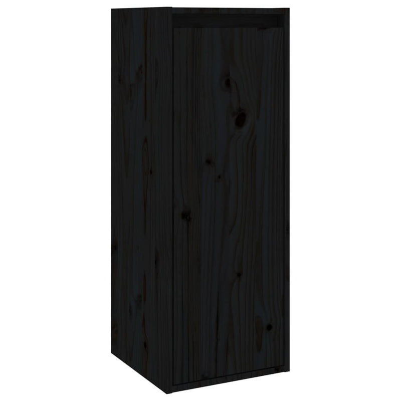 TV Cabinets 5 pcs Black Solid Wood Pine