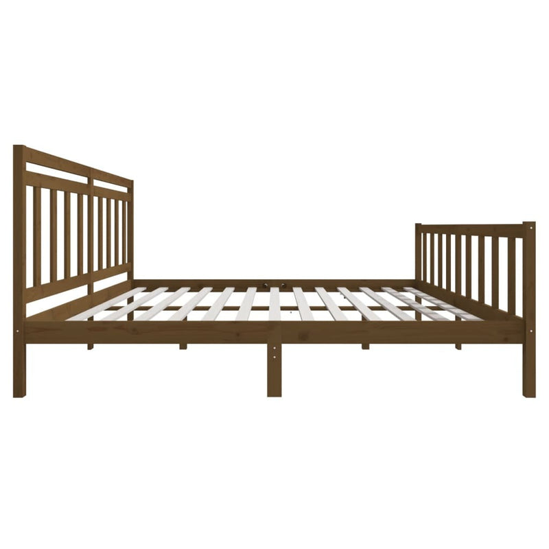 3100981  Bed Frame without Mattress Honey Brown Solid Wood 200x200 cm (810105+814117)