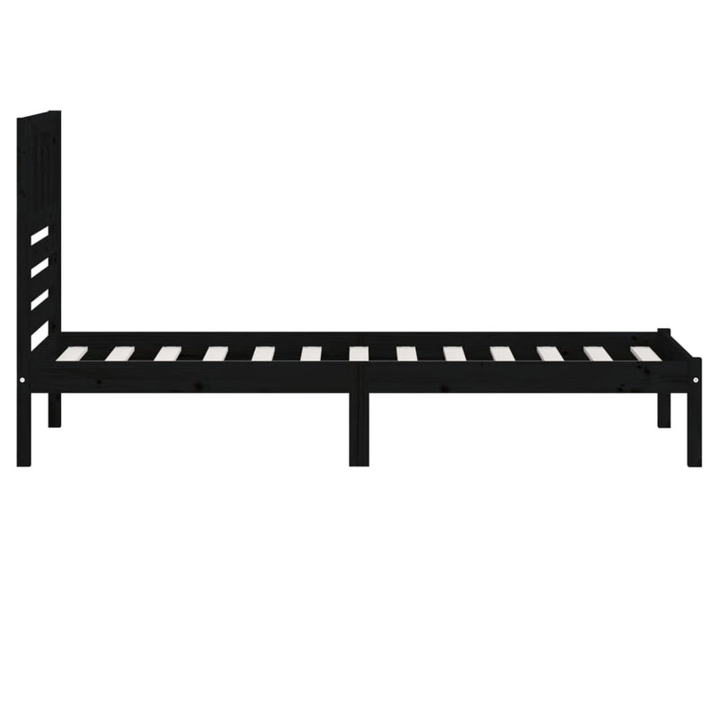 Bed Frame without Mattress Black Solid Wood Pine 100x200 cm