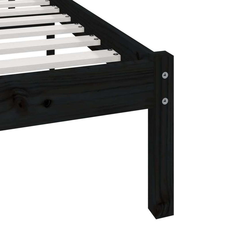 Bed Frame without Mattress Black Solid Wood Pine 100x200 cm