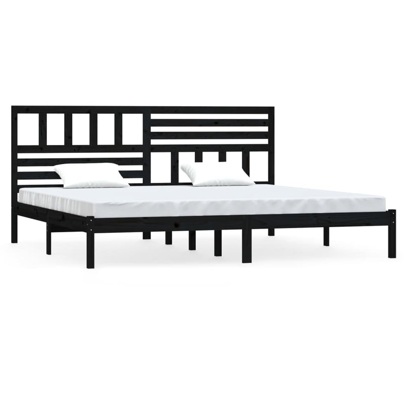 Bed Frame without Mattress Black Solid Wood Pine 200x200 cm