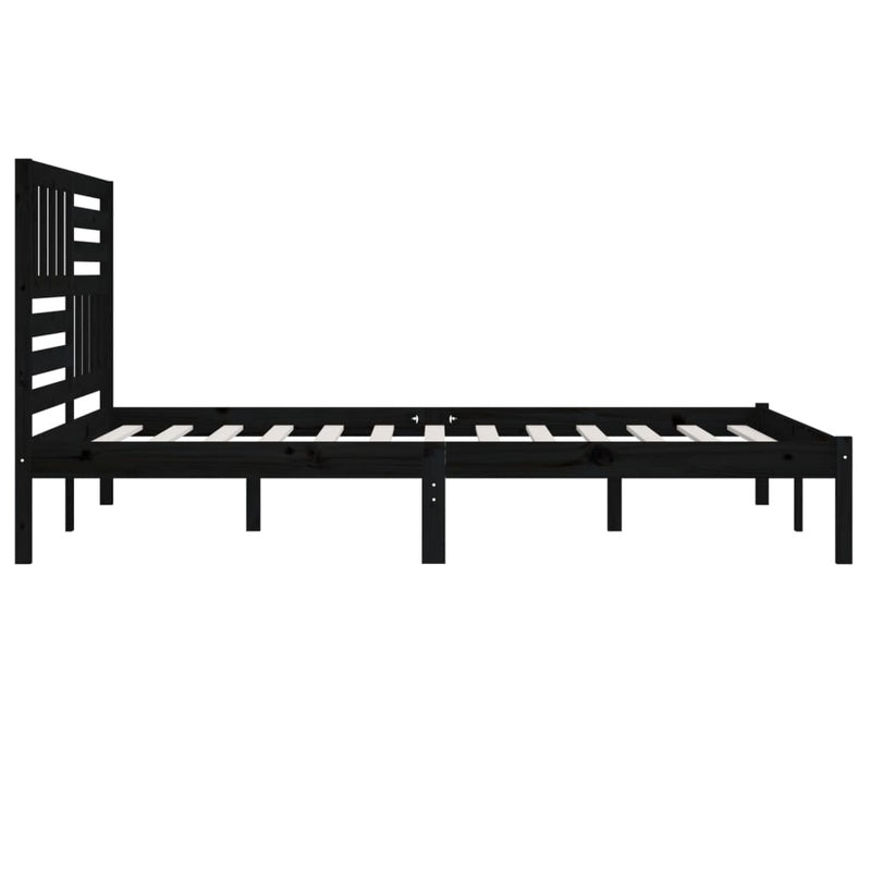 Bed Frame without Mattress Black Solid Wood Pine 200x200 cm