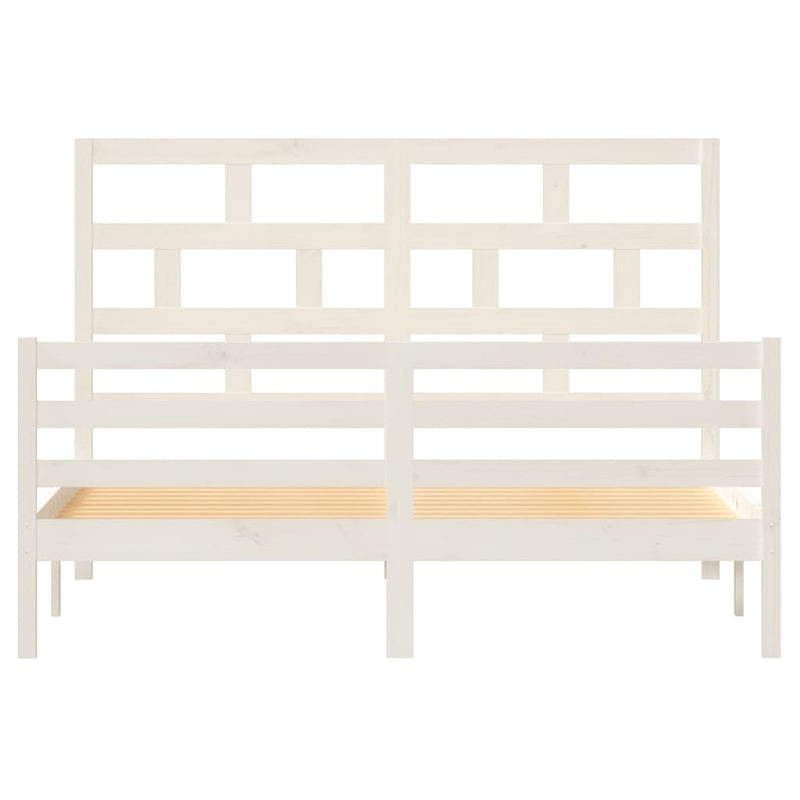 3101294  Bed Frame without Mattress White Solid Wood 160x200 cm (810441+814205)