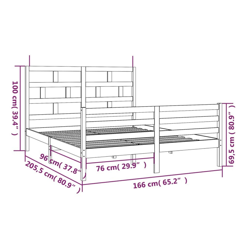 3101294  Bed Frame without Mattress White Solid Wood 160x200 cm (810441+814205)