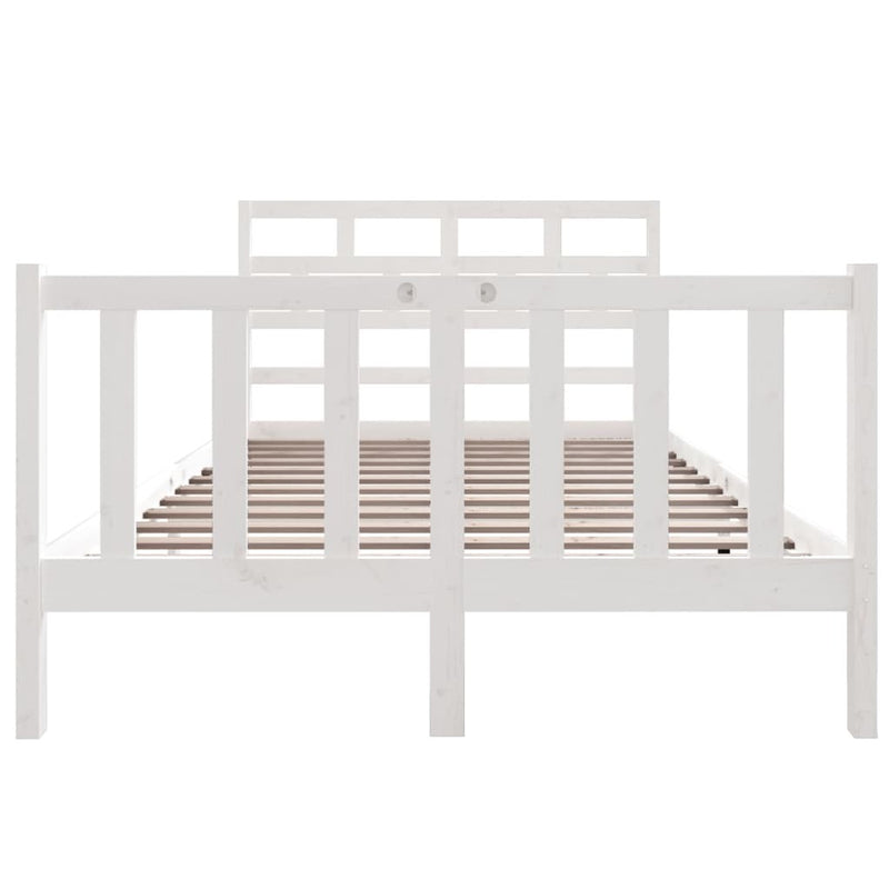 Bed Frame without Mattress White Solid Wood Pine Small Double