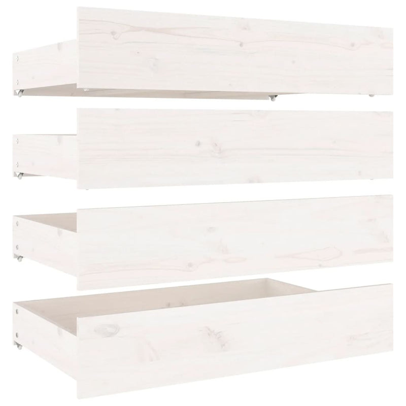 Bed Frame without Mattress with Drawers White King Size