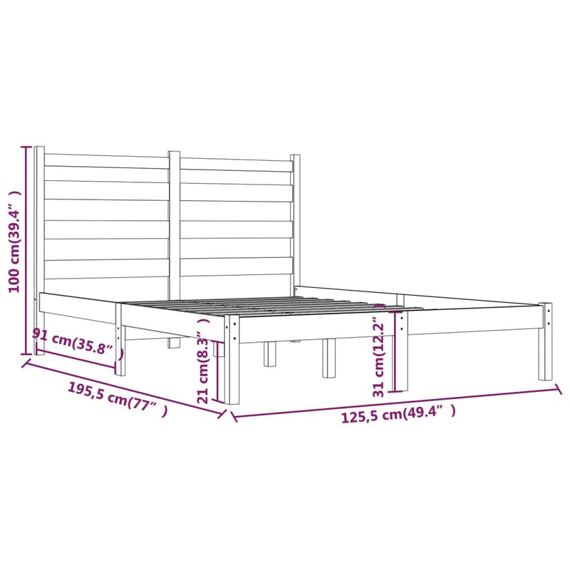 Bed Frame without Mattress Solid Wood Pine Small Double