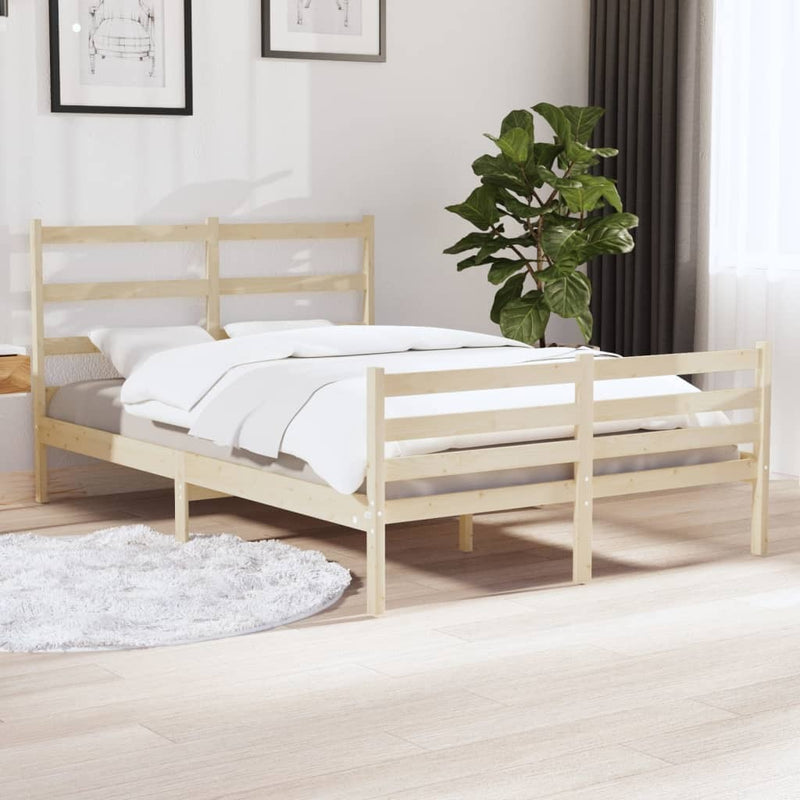 Bed Frame without Mattress Solid Wood Pine 140x190 cm