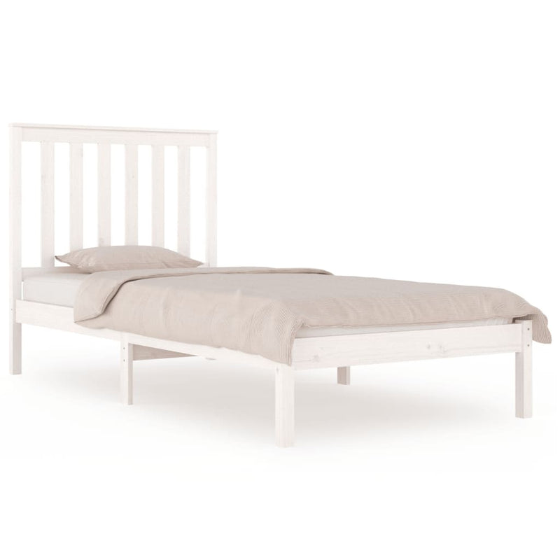 3103834  Bed Frame without Mattress White Solid Wood 100x200 cm (810008+818506)