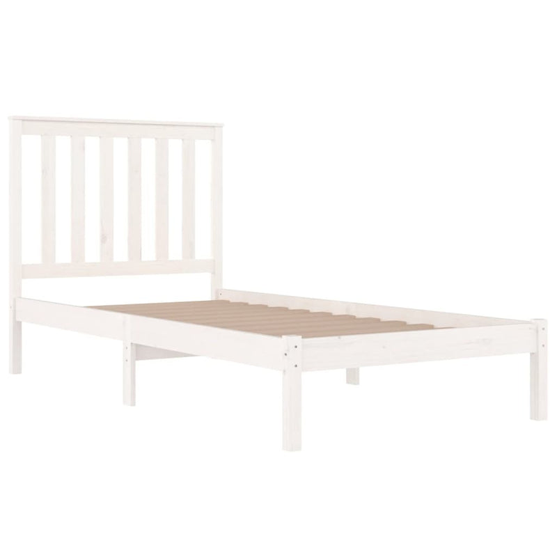 3103834  Bed Frame without Mattress White Solid Wood 100x200 cm (810008+818506)