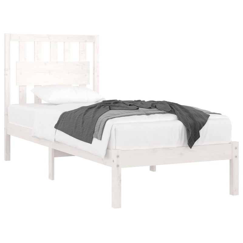 Bed Frame without Mattress White Solid Wood Single