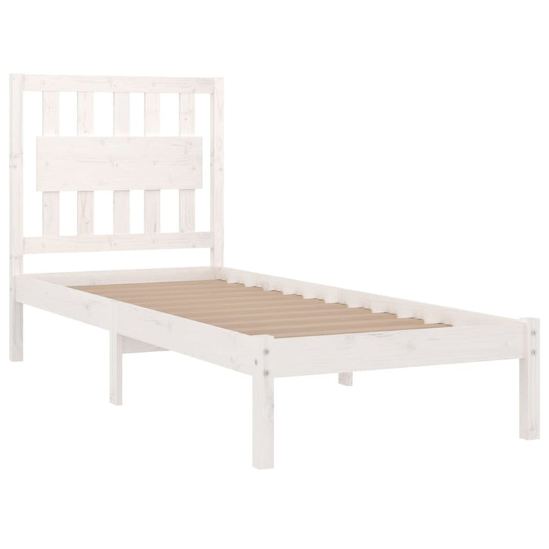 Bed Frame without Mattress White Solid Wood Single