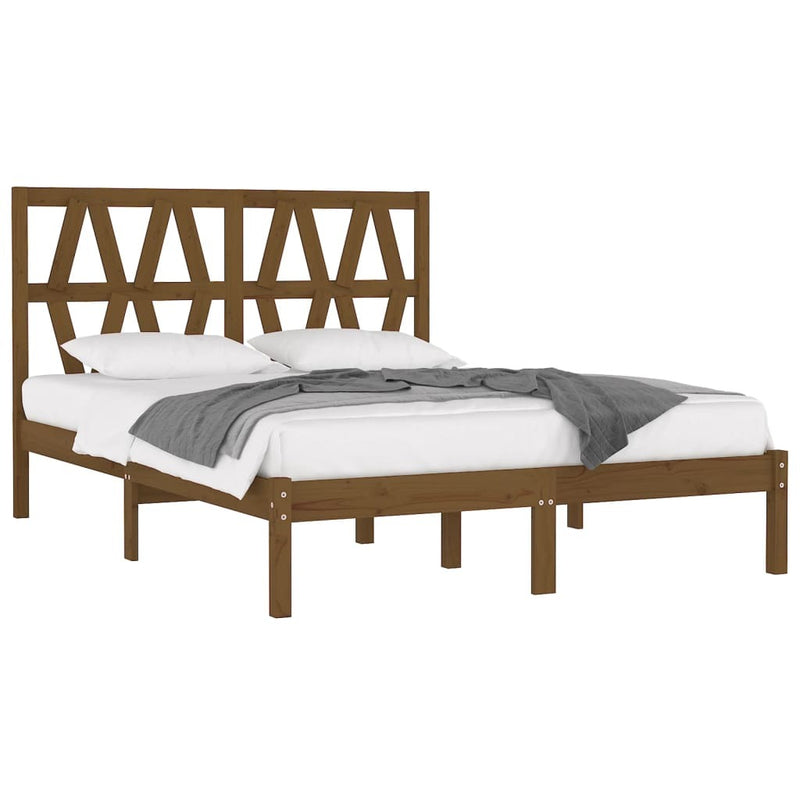 3104021  Bed Frame without Mattress Honey Brown Solid Wood 200x200 cm (810040+818643)