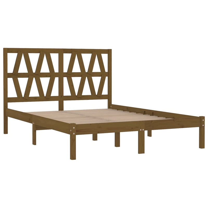 3104021  Bed Frame without Mattress Honey Brown Solid Wood 200x200 cm (810040+818643)