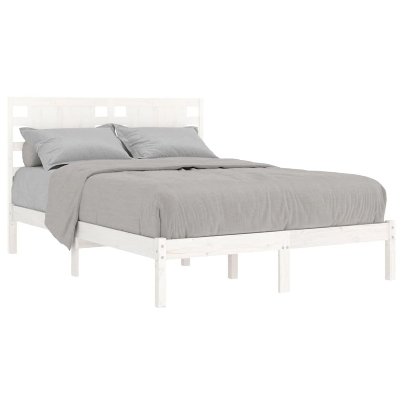 Bed Frame without Mattress White 135x190 cm Double Solid Wood