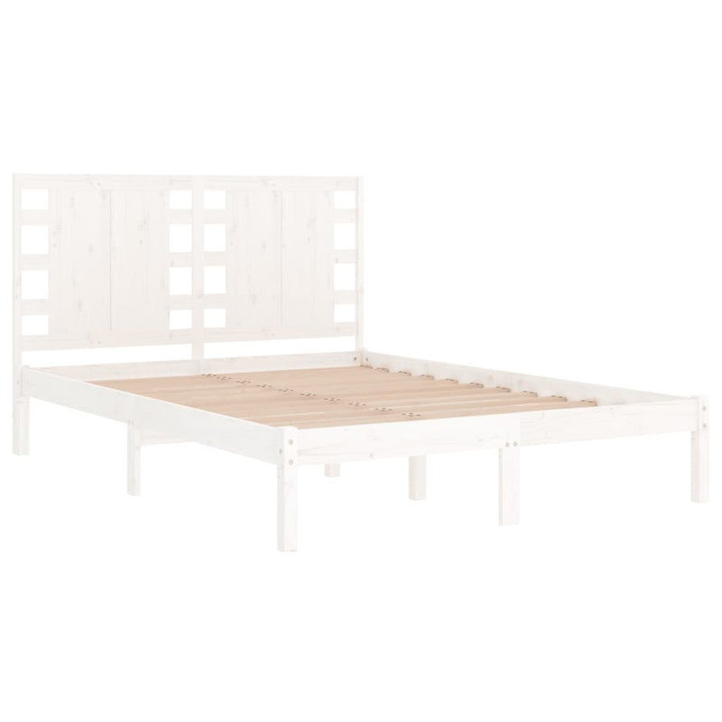 Bed Frame without Mattress White 135x190 cm Double Solid Wood