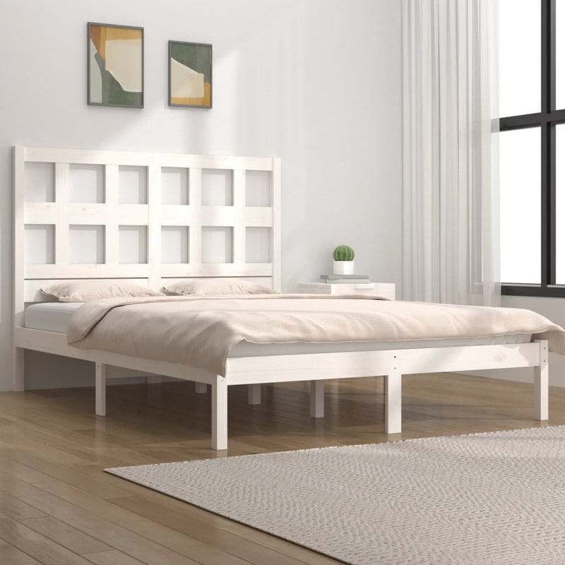 Bed Frame without Mattress White 140x200 cm Solid Wood Pine