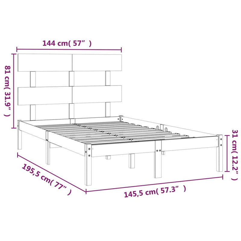 Bed Frame without Mattress White 140x190 cm Solid Wood