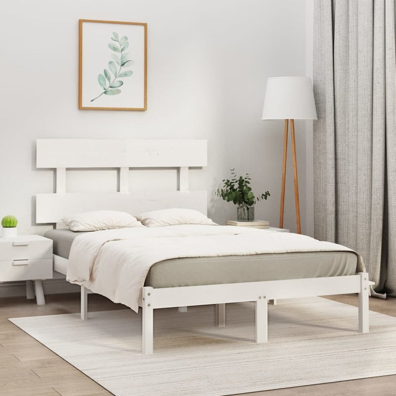 Bed Frame without Mattress White 140x190 cm Solid Wood